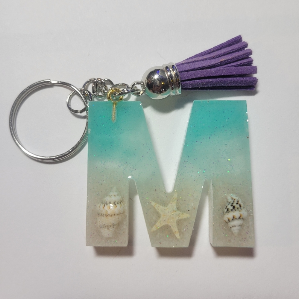 Initial M beach themed key chain.